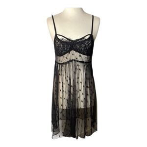 Sheer Black Polka Dot lingerie Dress | Size L